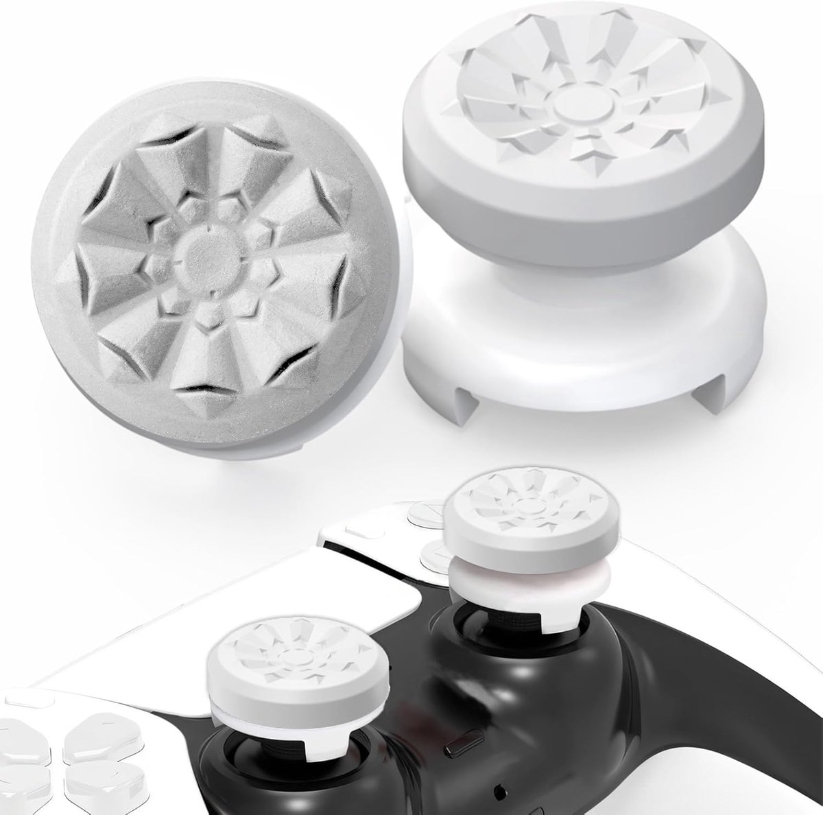 Thumbsticks voor PS4 & PS5 Controller - 2 Pcs Thumb Grips Caps - Ivory White - Verbeterd Comfort & Precisie - SnelShoppen