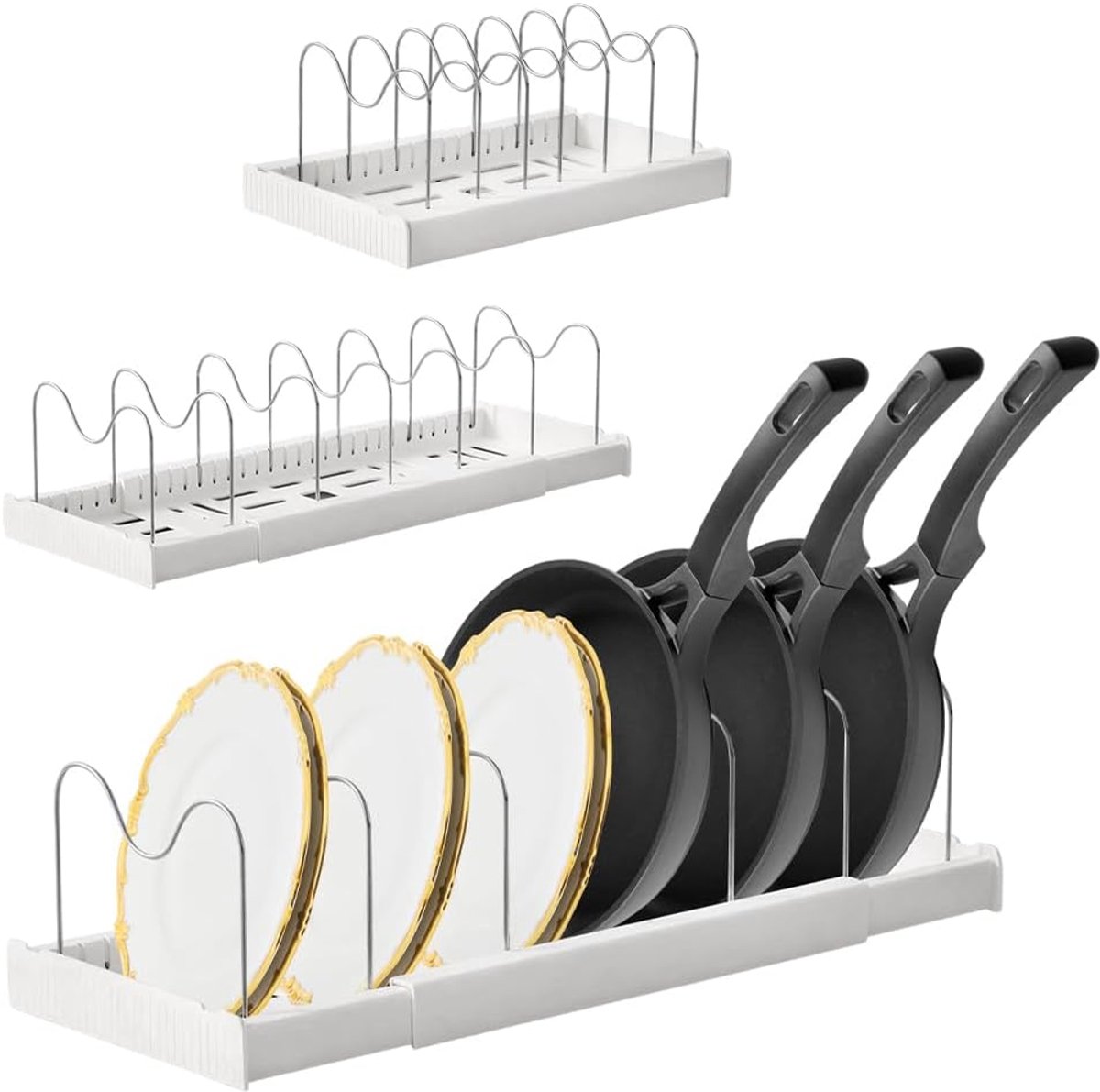 Pan Lid Houder - Verstelbare Dekselhouder - 6 Lids of Pannen - Ideaal voor Keukenopslag - SnelShoppen