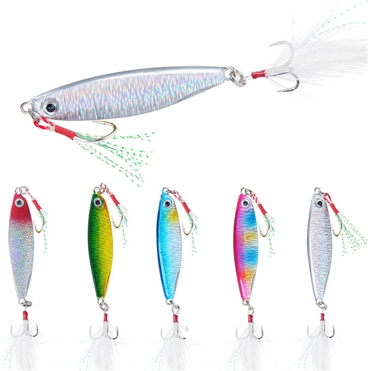 SnelShoppen - Set van 5 Visserslijnen Sequin Lures, Wobblers en Swimbaits voor Zoet- en Zoutwater, Geschikt voor Snoek, Baars en Forel