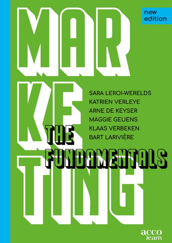Boek "Marketing: The Fundamentals" met "new edition" aanduiding. Groene kaft met witte letters.