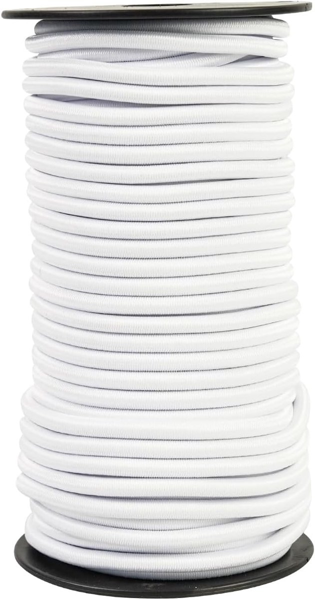 touw, 5 mm, 30 m, wit expandertouw, zeiltouw, weerbestendig spankoord, rubberen koord, elastiek, bungee koord voor doe-het-zelf knutselen, naaien, bagage, kamperen (wit, 5 mm x 30 m)