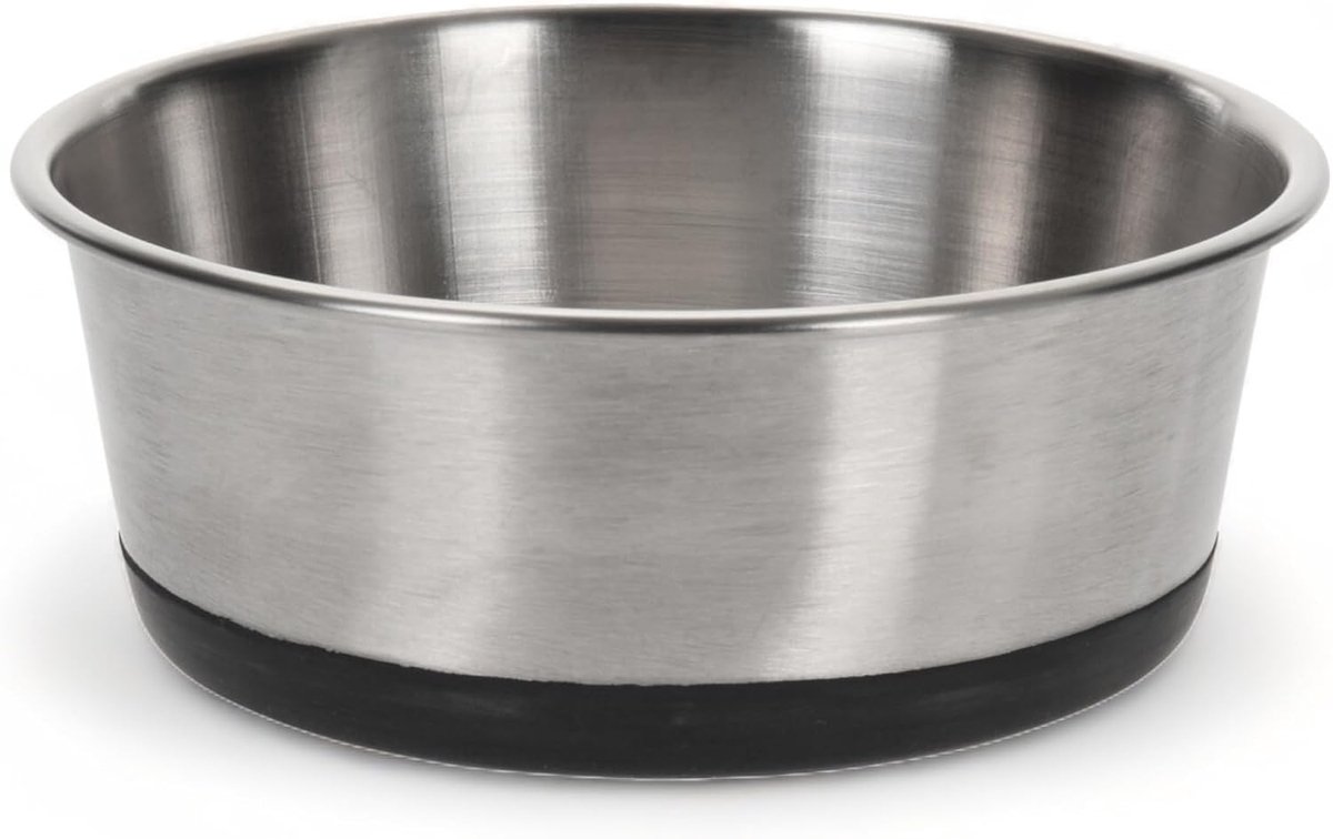 Voerbak van roestvrij staal met siliconen onderkant, antislip, voor honden en katten, onderhoudsvriendelijk (14 x 5 cm)
