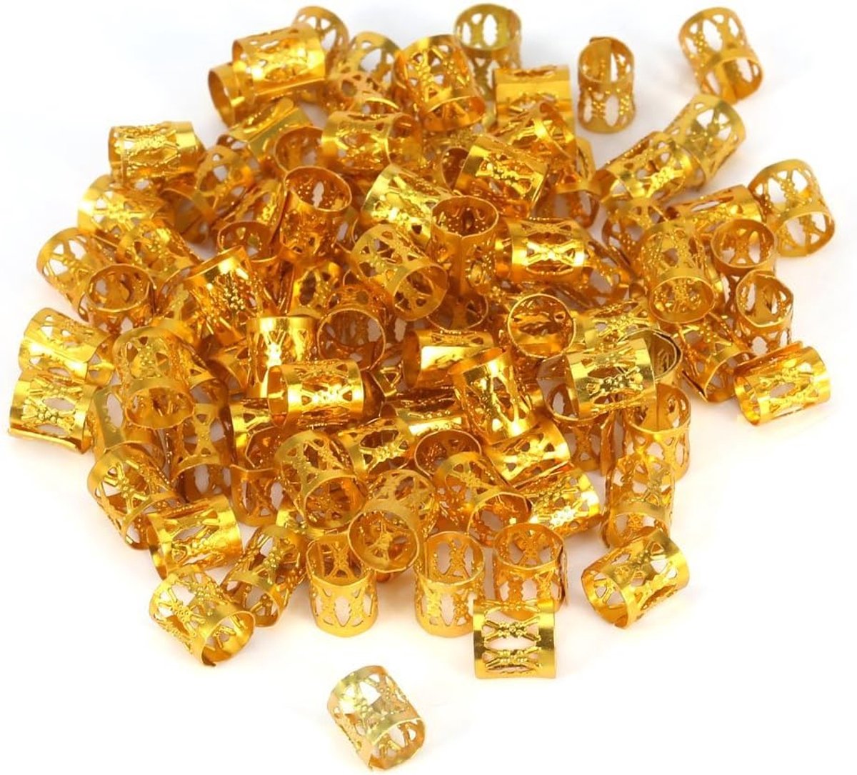 Haar Vlechten Kralen, 100 Stks/Tas Nieuwe Kleurrijke Haar Vlechten Kralen Ringen Manchet Styling Decoratie Gereedschap Haardecoratie Accessoires 7 Kleuren (Goud)