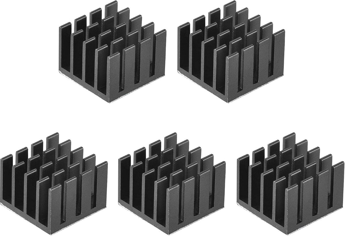 sourcing map 14 x 14 x 10 mm, zwart, thermo-stickers, aluminium, koellichaam, elektronisch, 5 stuks