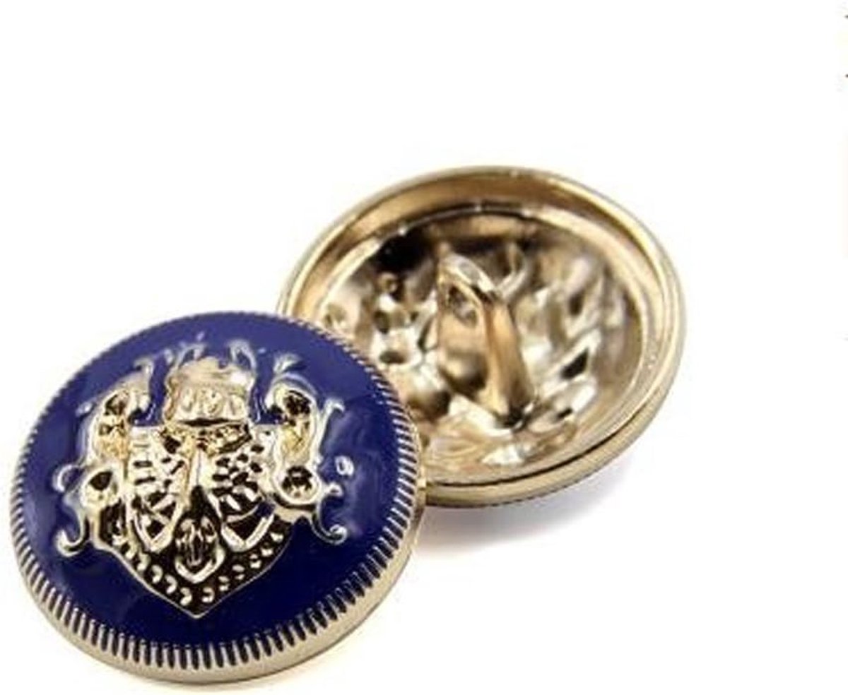 Knopen – modieuze knoop in knoopvorm van een metalen knoop voor mannen en vrouwen, blazer, jas, uniform, overhemd, kostuum en jas (blauw, 10 mm)