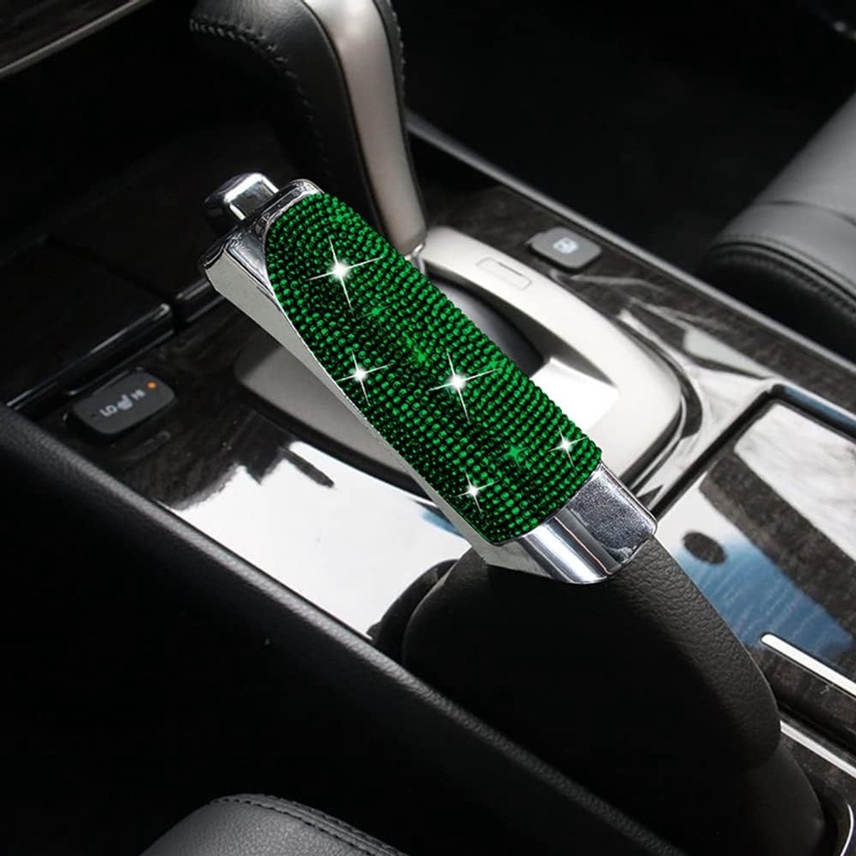 handrem afdekking decoratie glitter luxe bling bling strass diamant kristal universele auto handvatten handrem afdekking interieur styling auto-interieur accessoires voor vrouwen meisjes, groen