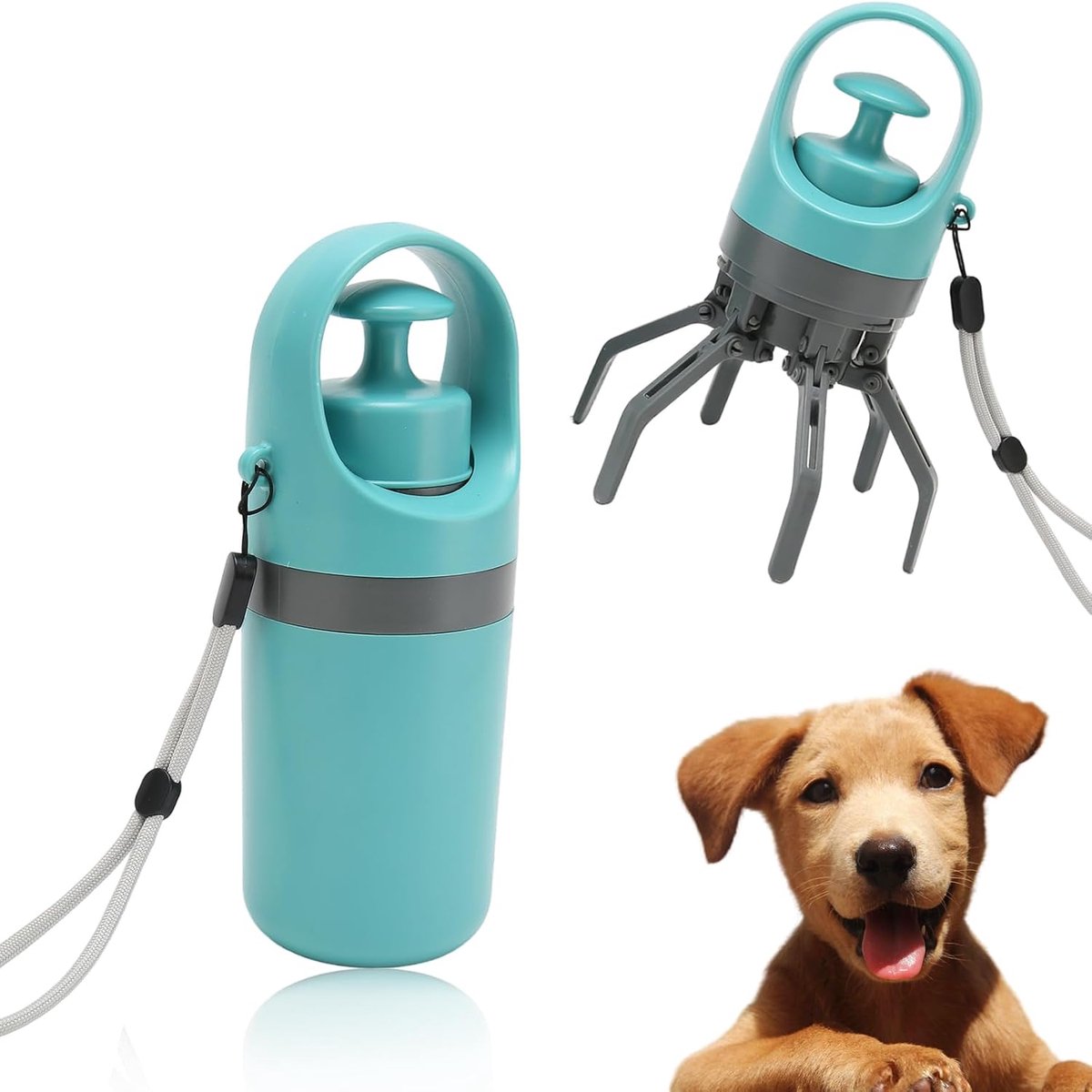 Poop Scooper, Draagbare Lichtgewicht Klauwkakscooper voor Honden, Huisdierafvalophaalreiniger met Handdeksel en Zakdispenser, voor Kleine Tot Grote Honden