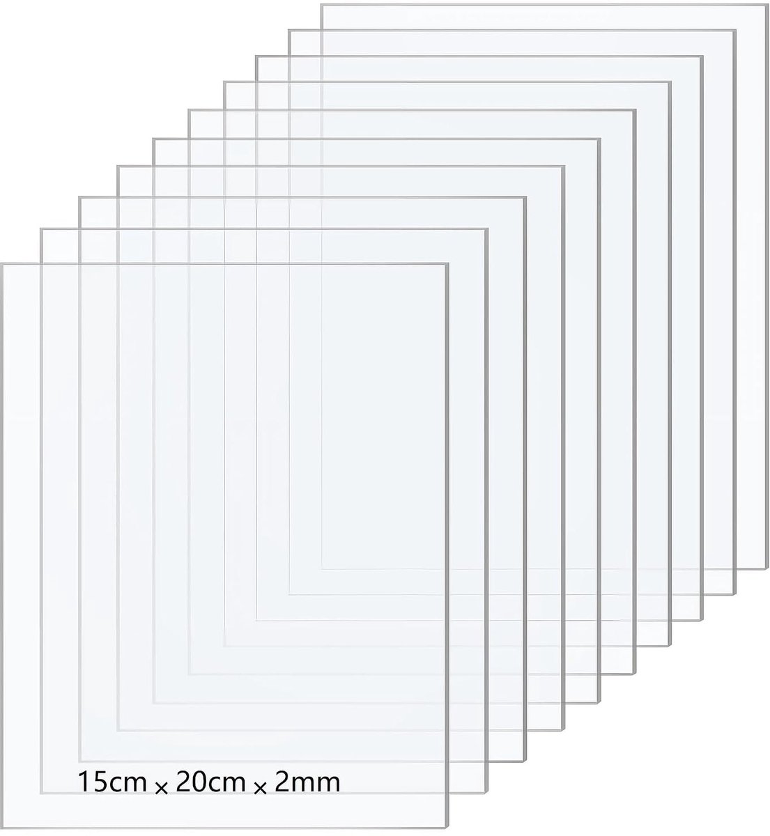 10 stuks doorzichtige acrylplaten, 2 mm dik doorzichtig perspexblad, transparante plastic plaat acrylplaat, voor vervanging van fotolijstglas, displayprojecten, schilderen, doe-het-zelf
