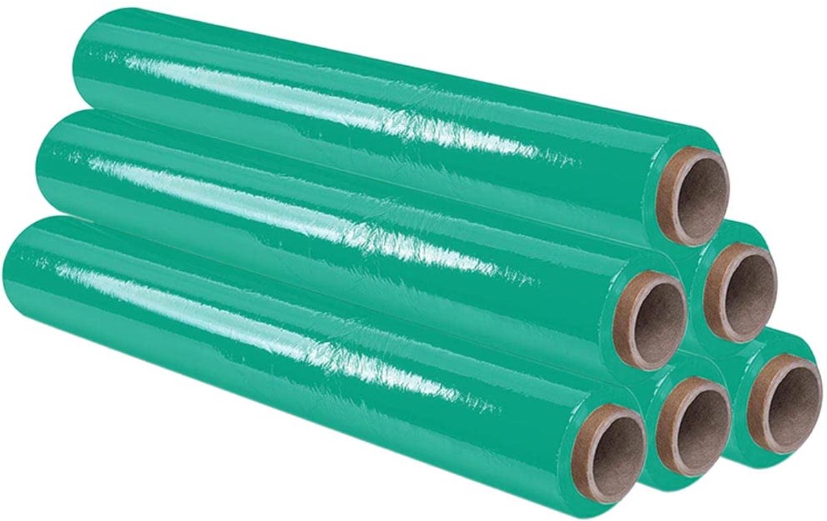 Folie, groen, om te verpakken, 50 cm x 200 m, lengte, elastische folie, handmatige verpakking, 6 stuks
