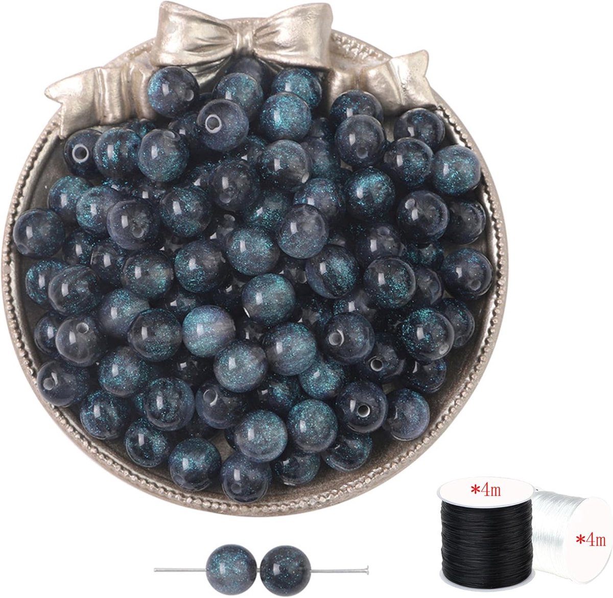 Kralen Armband Maken voor Sieraden Kit (Glanzend Zwart 8 mm)