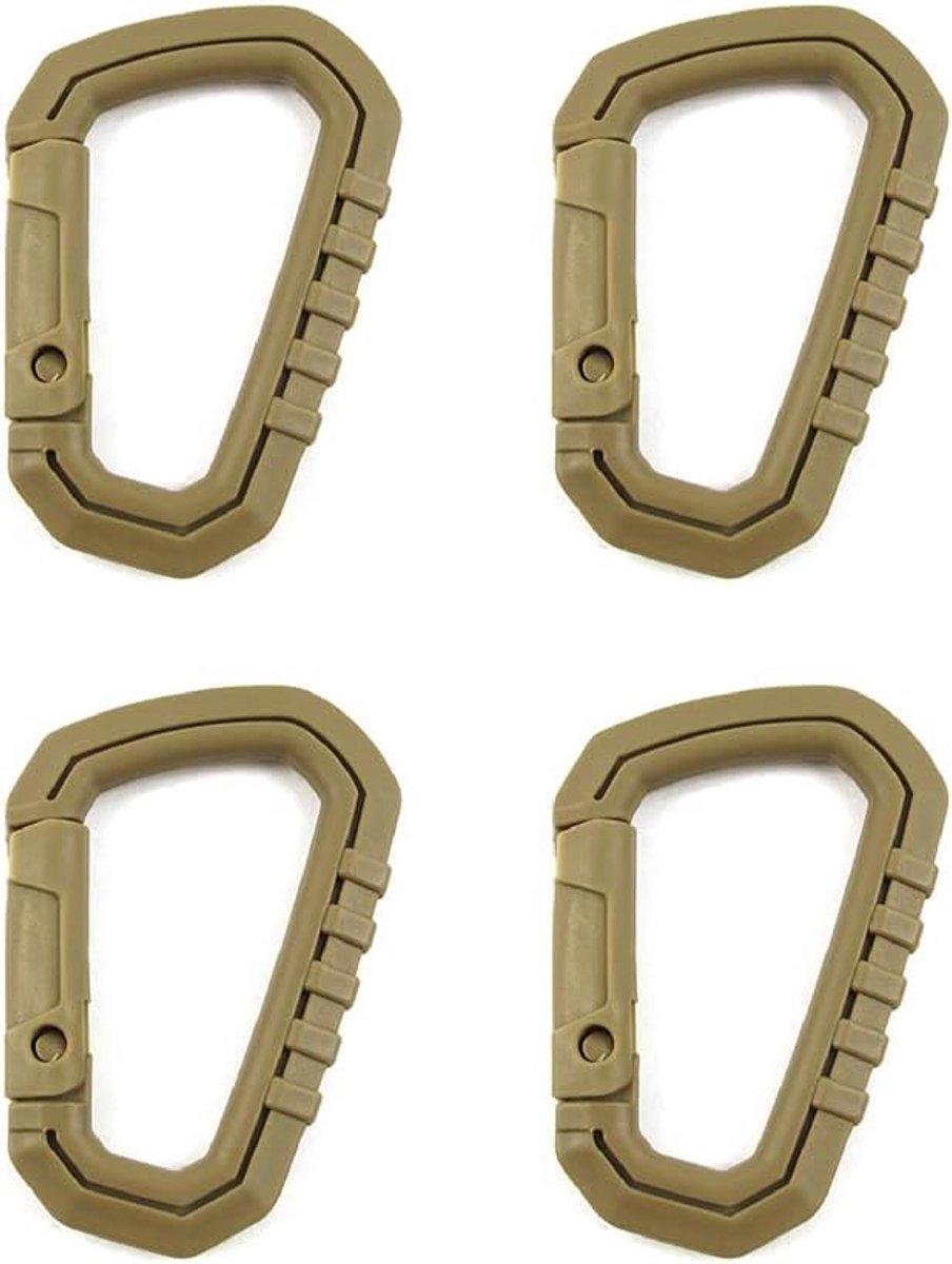 4 stuks vergrendelbare karabijnhaken, plastic D-vorm snelkoppeling, tactische karabijnclip voor buitensporten, wandelen, klimmen