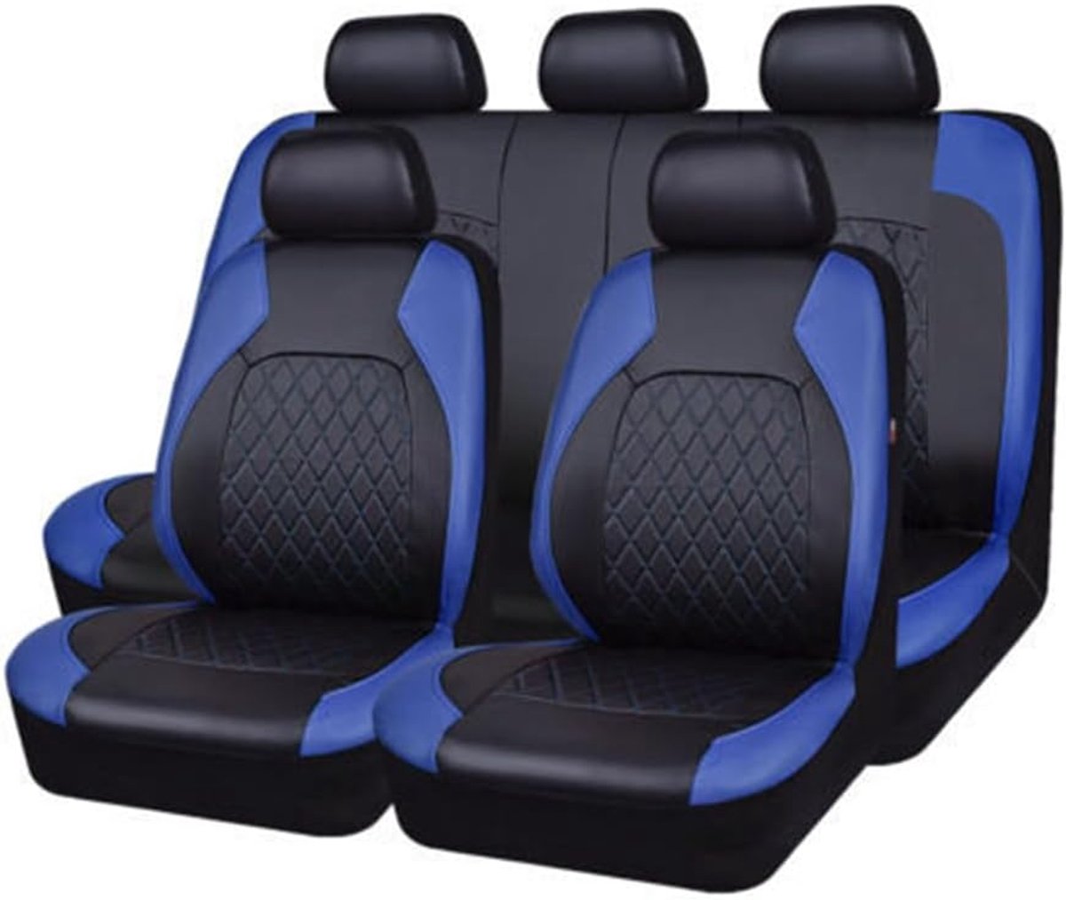 universeel, PU-leer, volledige set, auto-interieur, accessoires voor auto, SUV, voertuig, blauw, 9 stuks