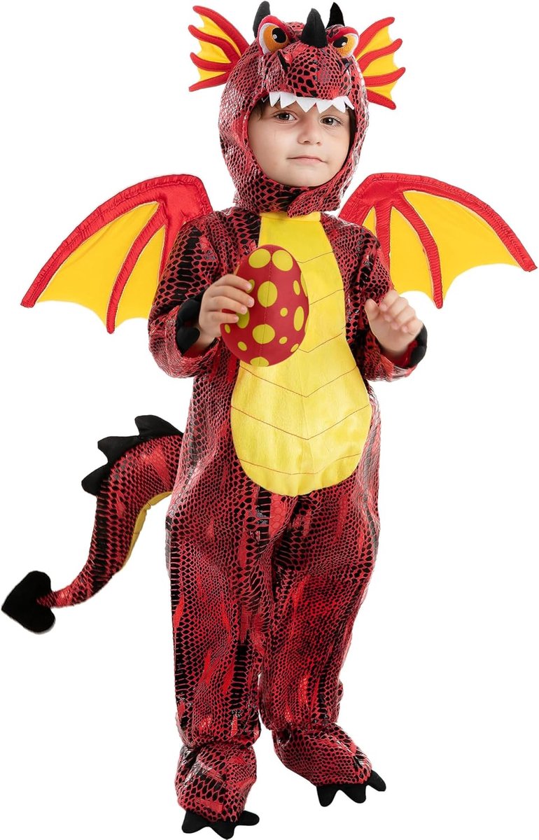 Creations Drakenkostuum, halloweenkostuum, voor kinderen, uniseks, schattige of boze dinosaurus, verkleedpartijtjes