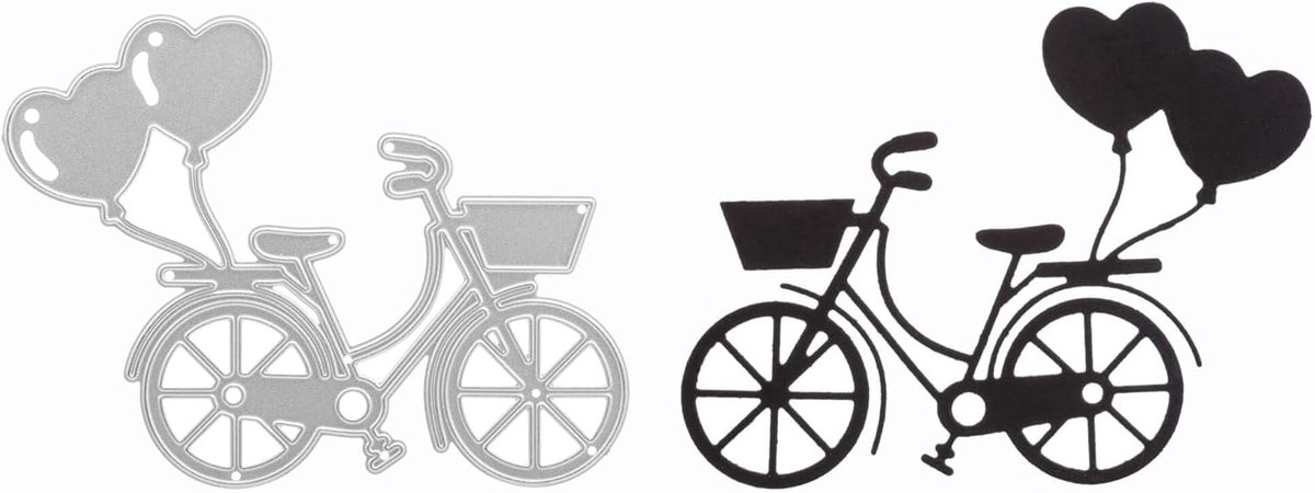Stanssjabloon: fiets met ballonnen | BigShot compatibel | geschikt voor alle gangbare stansmachines