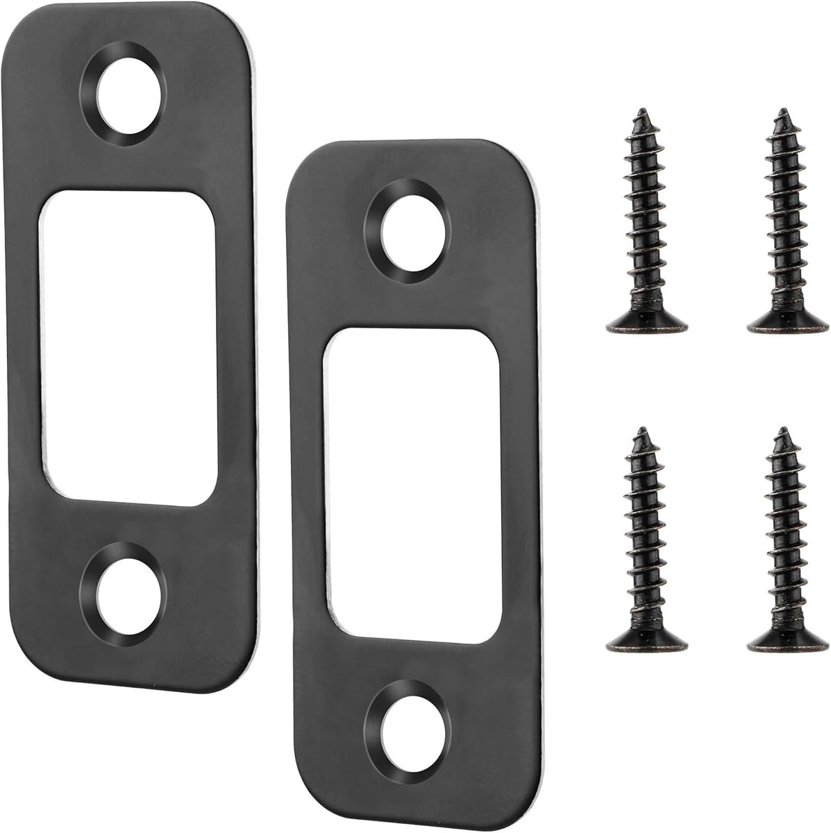 2 Pack Nachtschootsluitplaten, Deursluitplaten met Groot Gat met 4 Schroeven voor Binnendeuren Ronde Hoekdeurachterplaat Deurslotplaat Slotvervangende Onderdelen voor Deuren (Zwart)