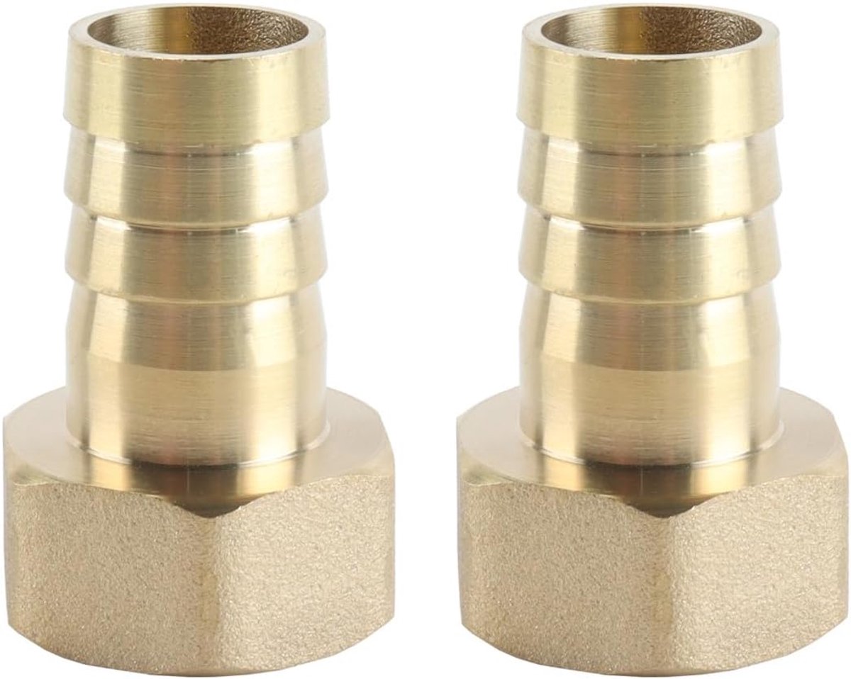 2 stuks messing slangtuleconnectoren met zeskant, G3/4 inch binnendraad naar 19 mm weerhaakinterface (G3/4 x 19 mm)