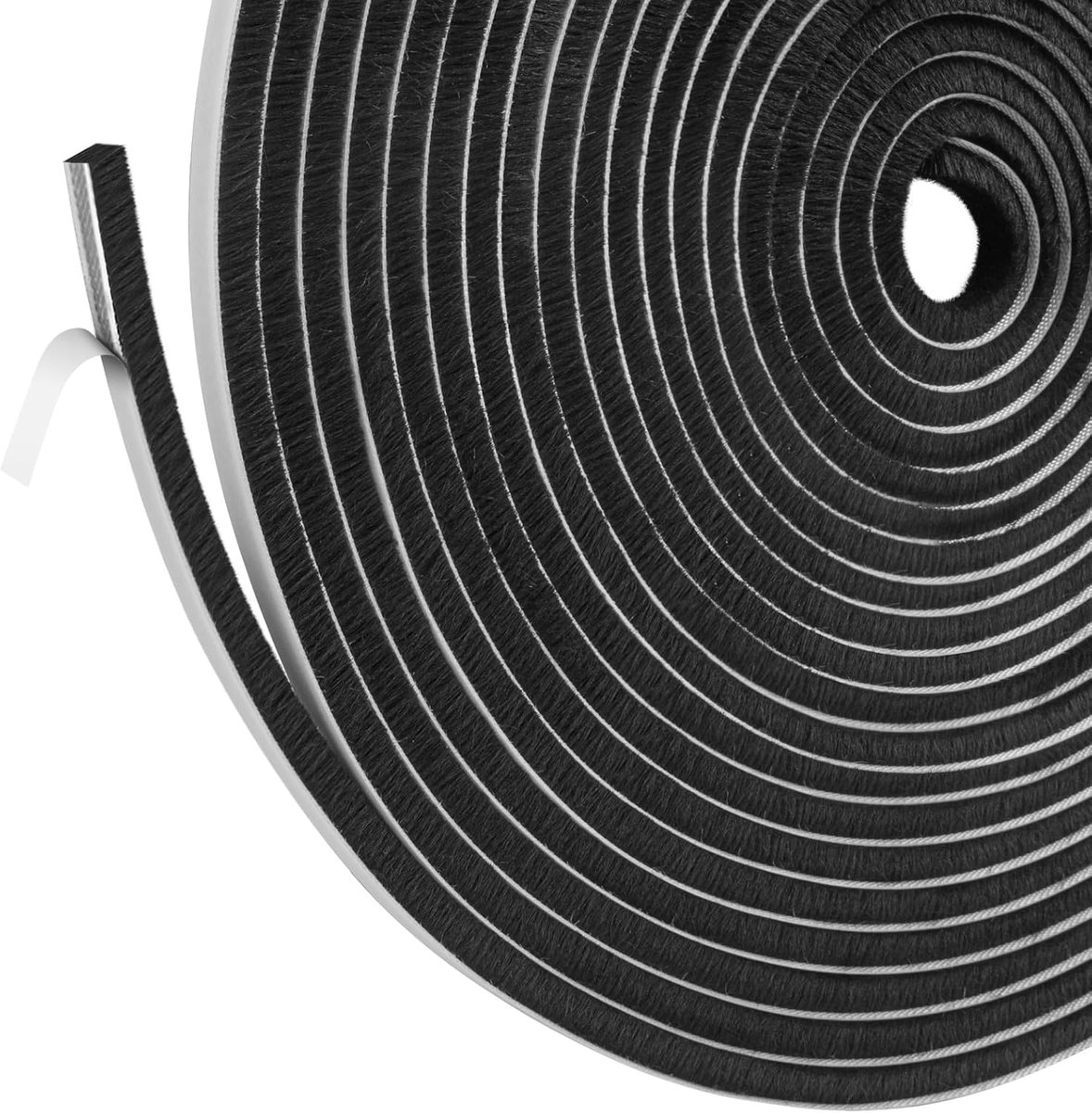 Borstelafdichting Voor Deur & Raam, 12 m (L) x 9 mm (B) x 9 mm (D), Tochtstrip Voor Deuren, Borstelafdichtingsstrip Voor Schuifdeur, Raam & Kledingkast – Zwart