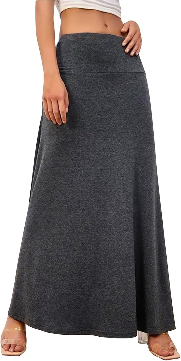 Dames lange rok elastische volledige lengte vrouwen hoge taille maxi yoga rok