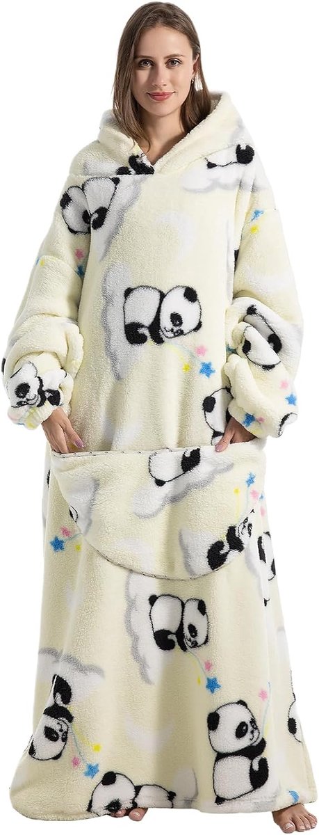 Hoodiedeken met Mouwen - Ultra Zachte Flanellen Deken, Uniseks met Capuchon & Zakken - Voor Thuis, Bank en Bed