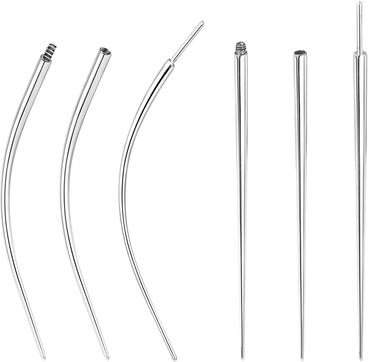 6 stuks, Roestvrij Staal, Flat Back Applicator voor Neus, Oor, Kraakbeen, Labret, Lip, Wenkbrauw