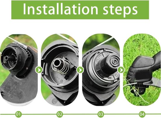 Compatibel met Black + Decker vervangt GL250 GL310 GL360 GL360SB reservespoel voor grastrimmer van nylon, 3 spoelen, 1 spoelafdekking, 1 veer van compatibel — afbeelding 4