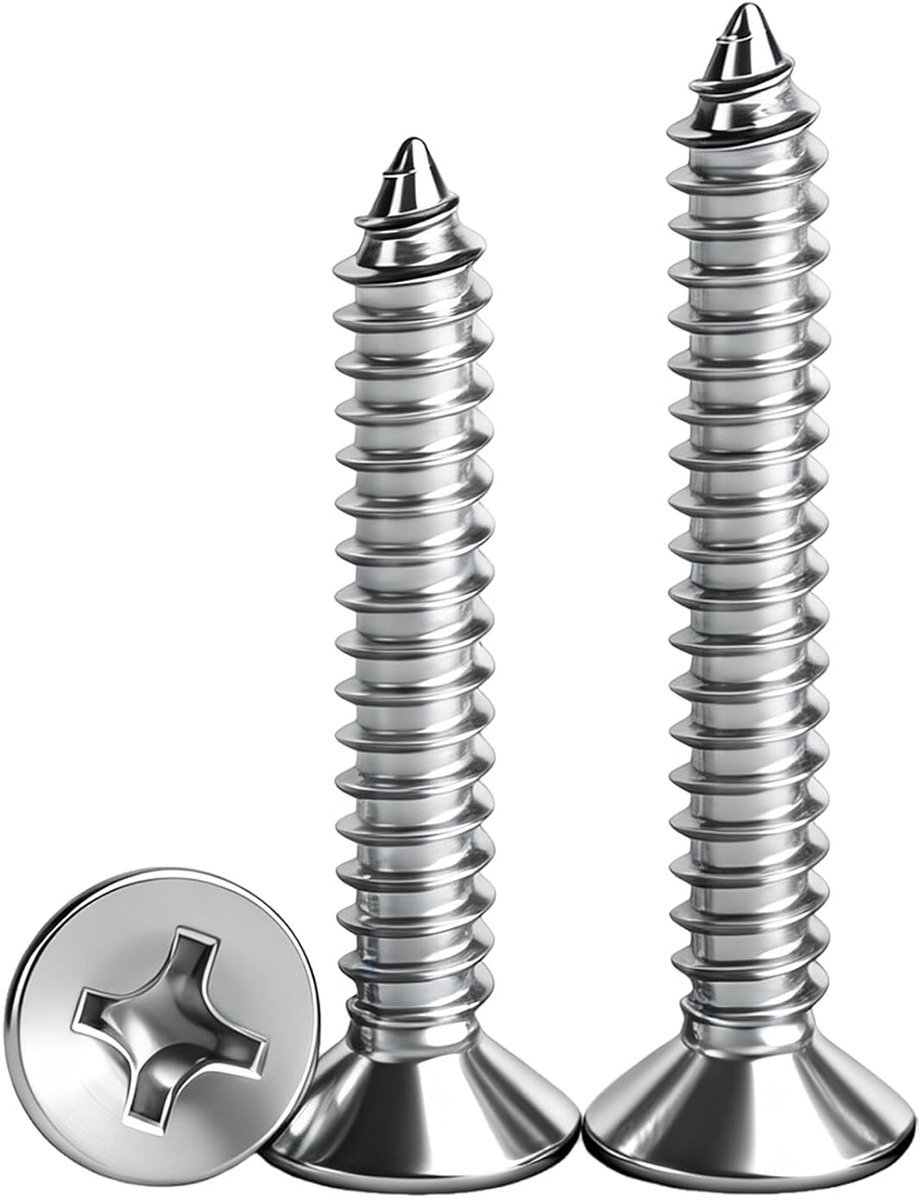 50 Stuks M4x20mm Zelfborende Schroeven Platkopschroeven Kruiskop | Roestvrij Staal A2 V2A 304,Verzonken Kop,Zelftappend,voor Hout,Metaal,Meubelmontage,Reparatie,Corrosiebestendig