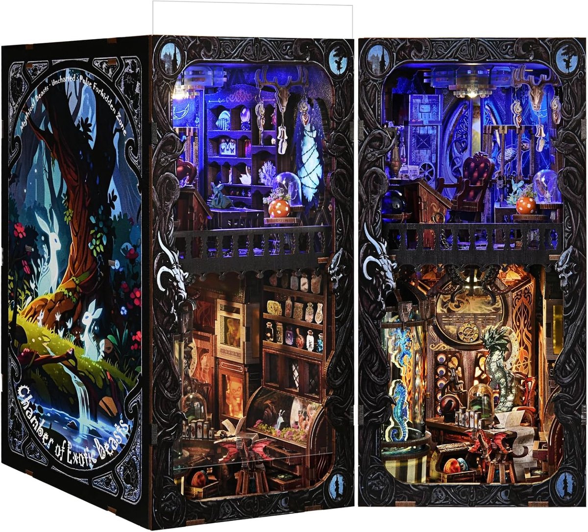 Nook Kit – Miniatuurhuis Poppenhuis voor Volwassenen, 3D Puzzel | Boonook Model, Boekensteun, boekenhoek, miniatuur poppenhuis, gebruik voor boekenplank Decoratie, creatief cadeau