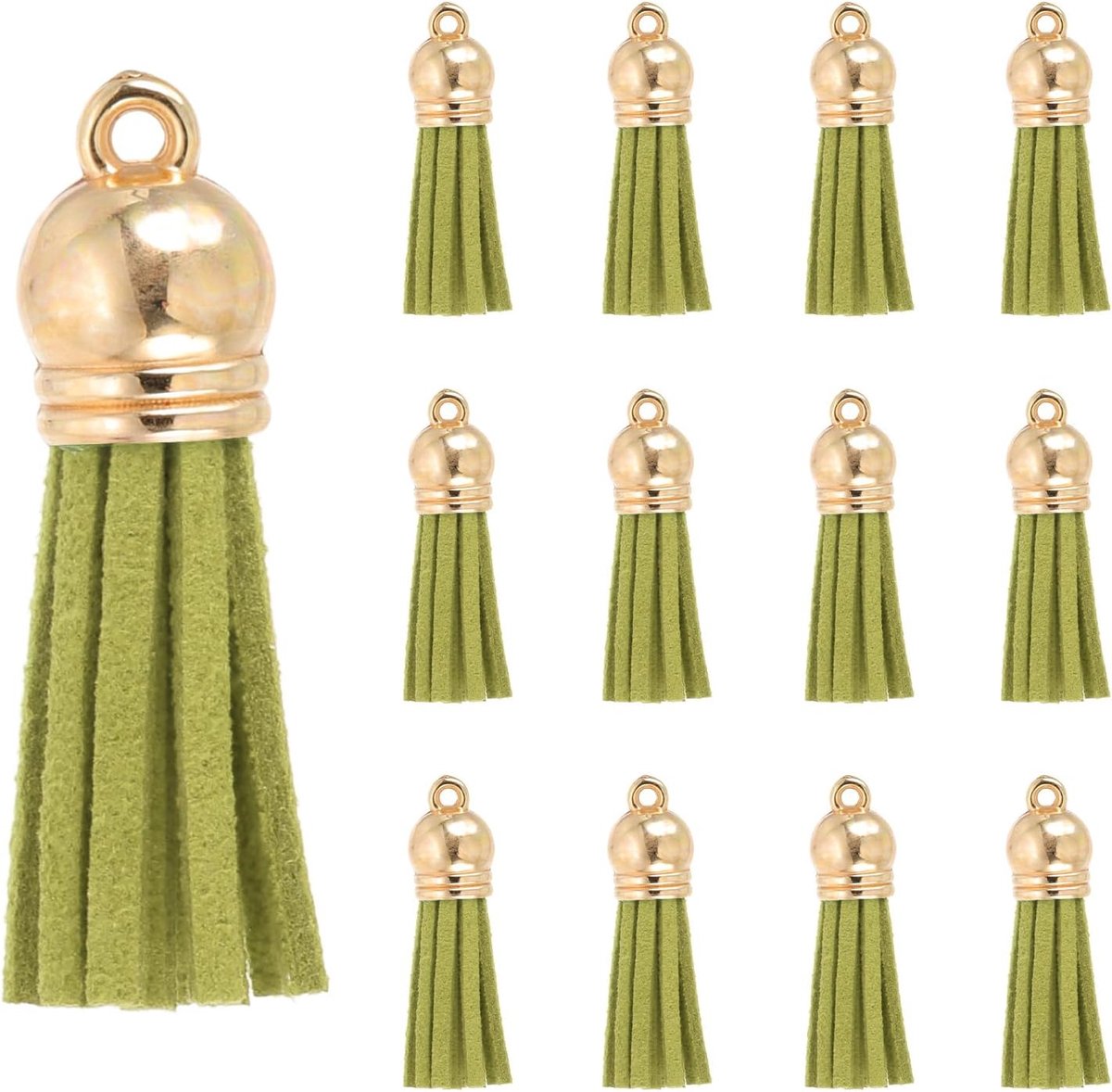 Kwastjes, 30 stuks kunstleer suède kwastje sleutelhanger charme bulk met gouden dop voor doe-het-zelf ambachtelijke decor handtassen armbanden sieraden maken sleutelhanger