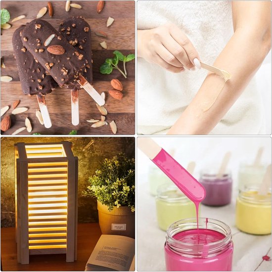 Spatels, waxing, ijsstokjes, houten spatels, houten spatels, houten stokjes, voor knutselen, houten mondspatel voor ontharing, behandelingen of houtbewerking — afbeelding 4