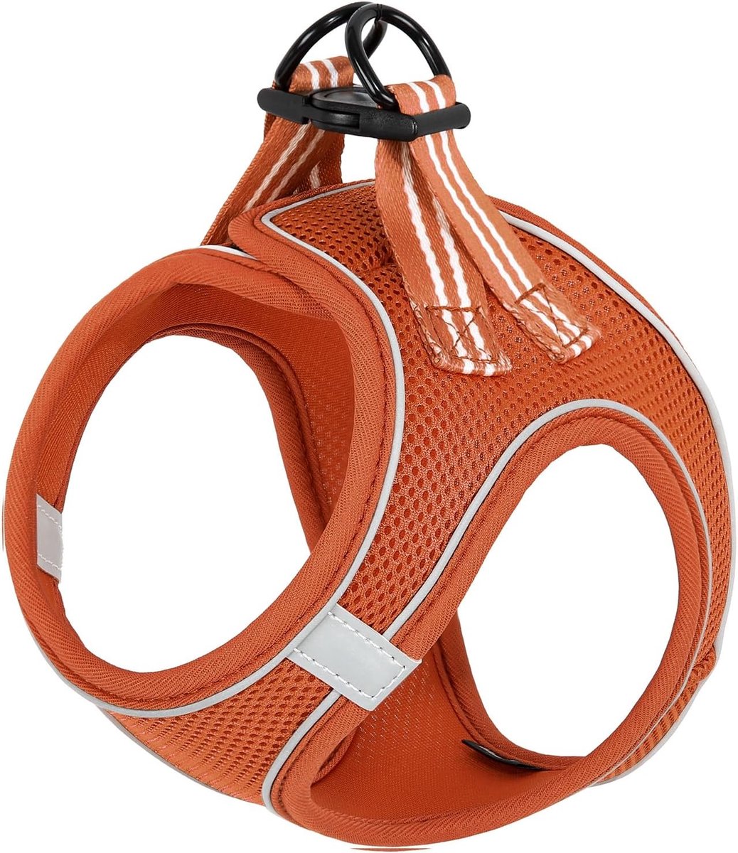 Hondentuig Puppies Kleine en Middelgrote Hond Step-in Zacht Mesh Harnas Reflecterend Lichtgewicht Ademend Zichtbaar in het Donker Harnas, Comfort voor Wandelen Training, Oranje, 2XS