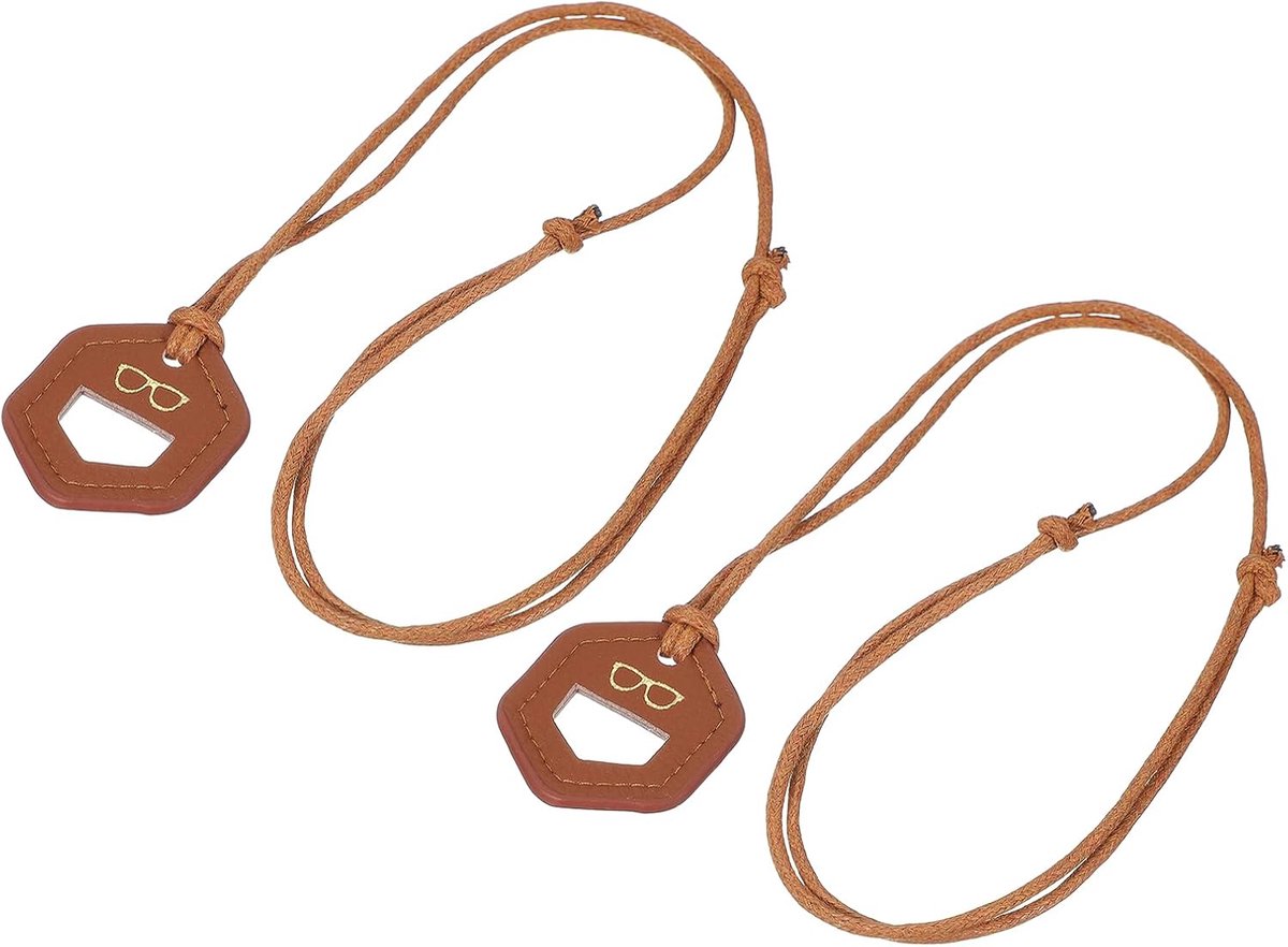 2 stuks brillenhouder, halsketting, ring, brilketting, houder, anti-verlies, zonnebril, halsband, zacht, draagbaar, voor vrouwen en mannen, bruin