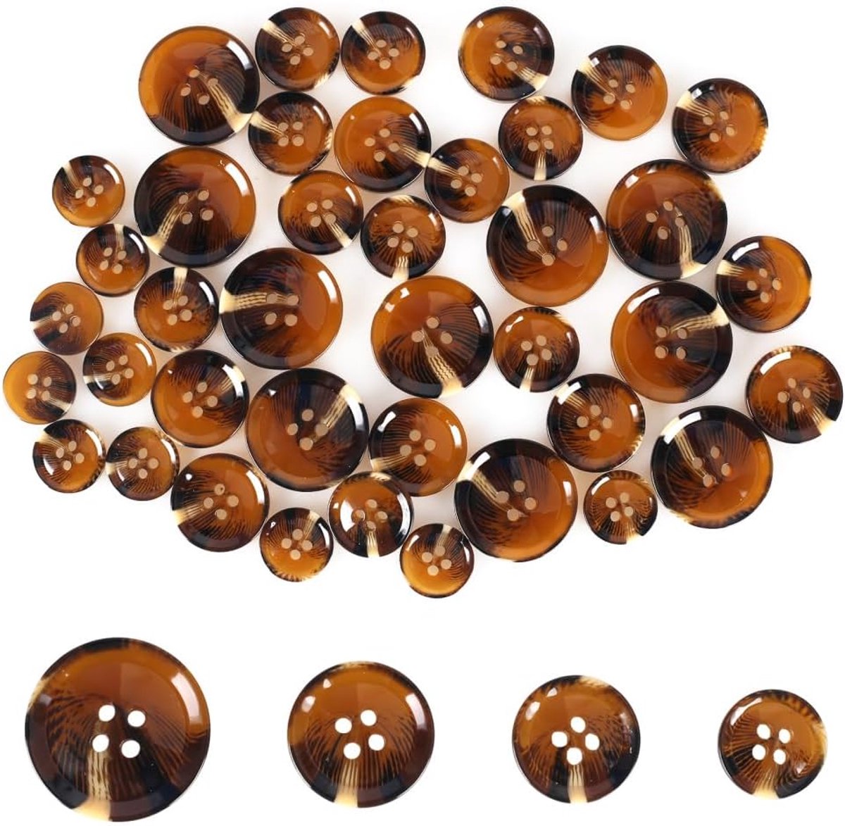 naaiknoppen, 40 stuks 4-gaats koffiepakken jassen knop voor naaien ambachten jas, kleding, doe-het-zelf reparaties (4 maten: 15 mm, 18 mm, 20 mm, 25 mm)