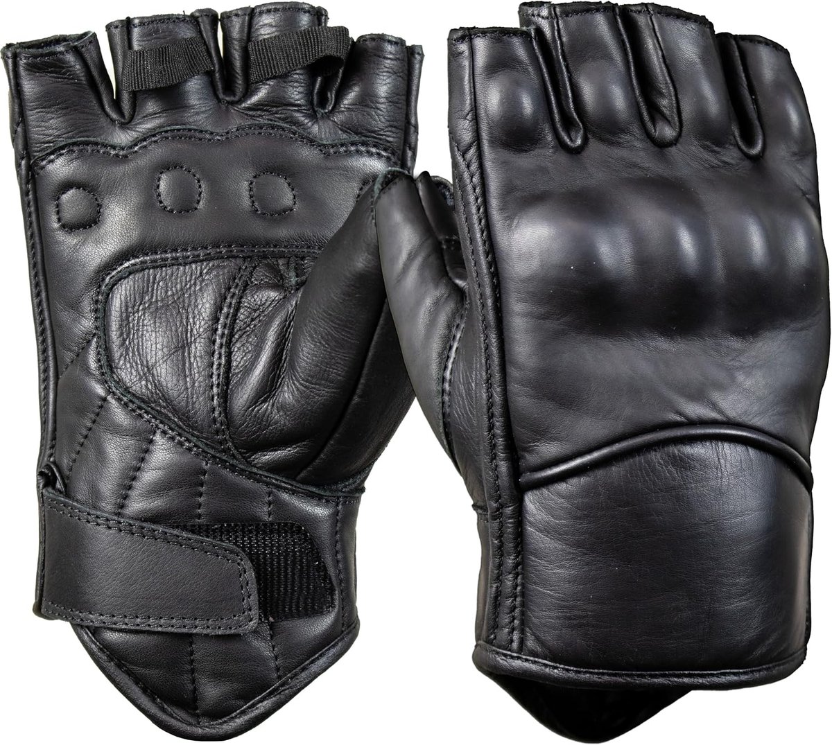 Handschoenen van Leren voor Heren, Biker Handschoenen met Knokkelbescherming en Versterkte Palm