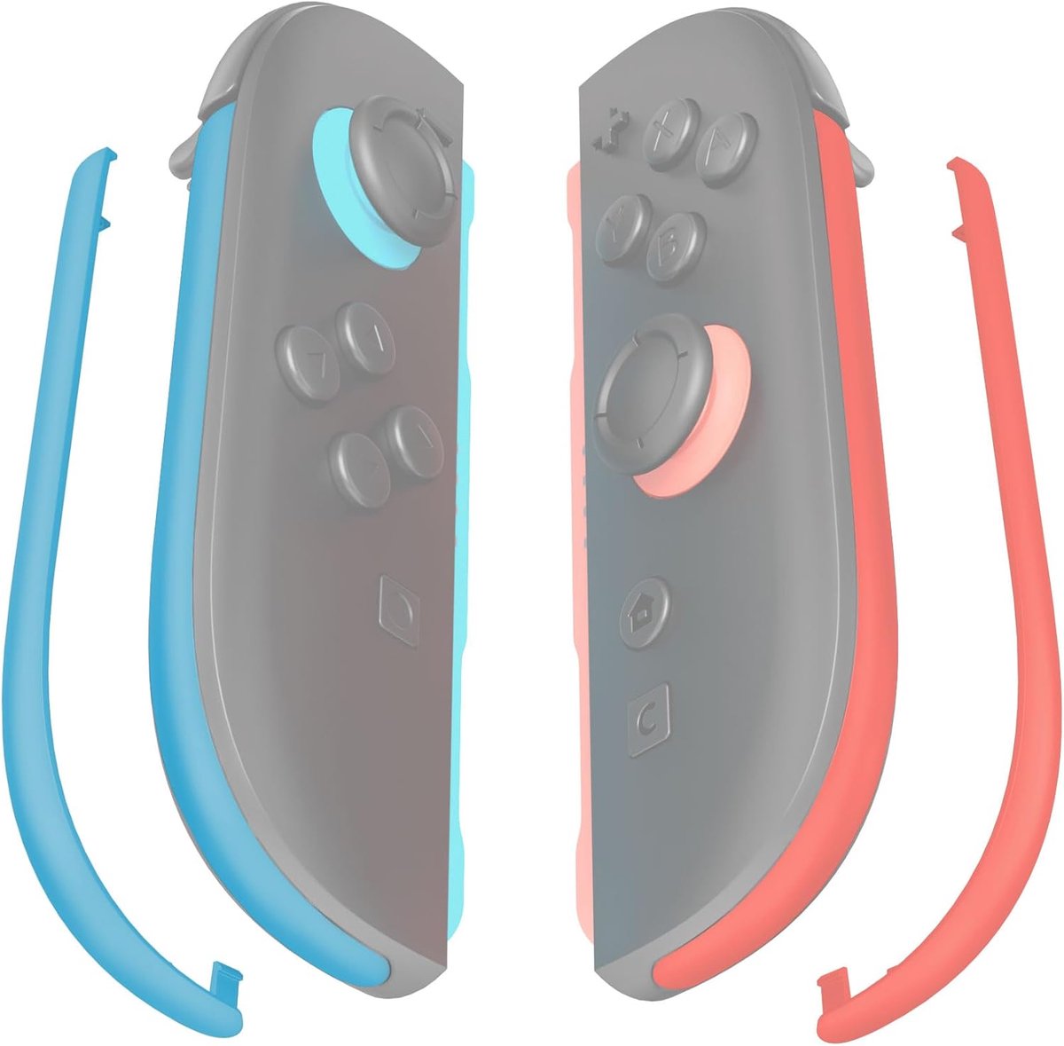 eXtremeRate Vervangende Decoratieve Strips voor Switch Joycon 2, Zijdelingse Decoratieve Hoes voor Nintendo Switch 2 Joycon Voorkant DIY Strips met Gereedschap - Blauw&Oranje