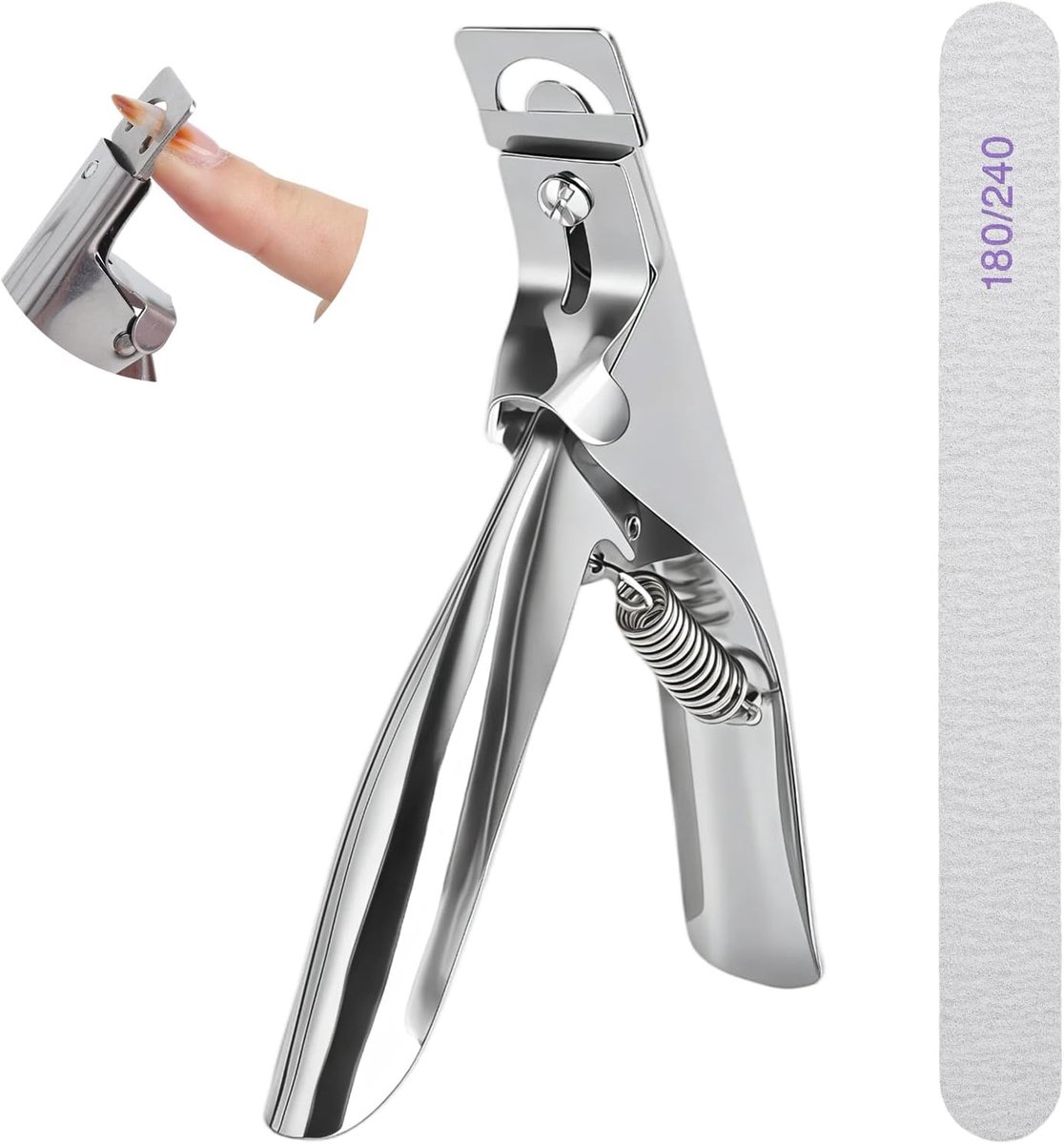 gelnagelset met nagelvijl, nauwkeurige manicure-tip-cutter voor acrylnagels, valse nagelknipper van roestvrij staal voor kunstnagels en thuisnagels