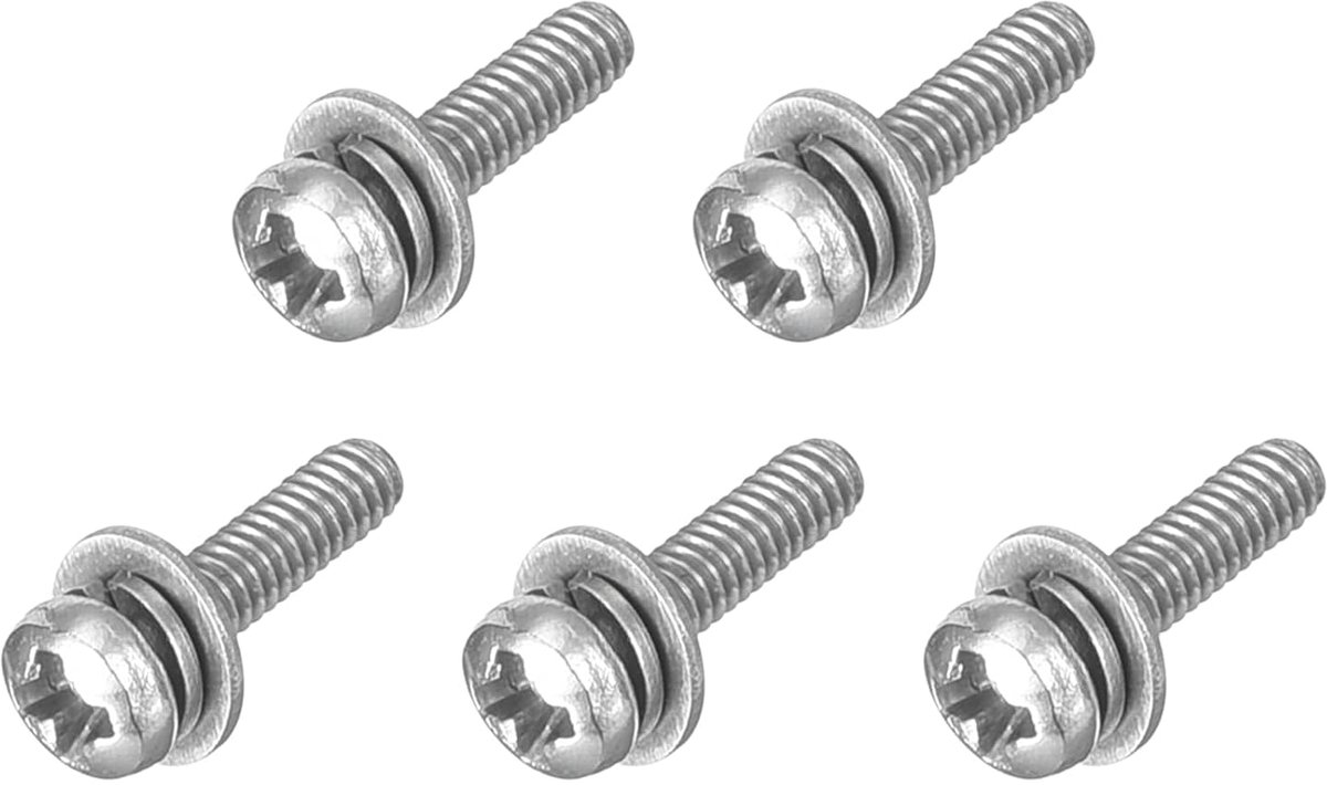 M2 x 8 mm 304 roestvrij staal Phillips Pan Head machineschroeven bouten gecombineerd met veerring en sluitringen 5 stuks