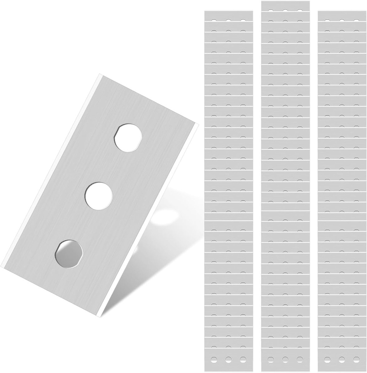 90 stuks vervangingsscraperbladen, drie gaten vitrokeramische schraper, vitrokeramische schraper, metalen vervangingsbladen voor schraper, 43 x 22 mm