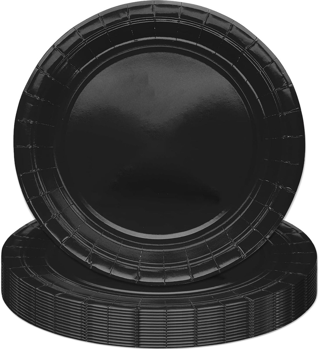 Borden, Zwart Papieren Bord, 18cm/7inch Verjaardagsbord voor Volwassenen Kinderen, Effen Kleur Tafeldecoraties voor Verjaardag, Bruiloft, Picknick, Feestartikelen voor 16 Gasten