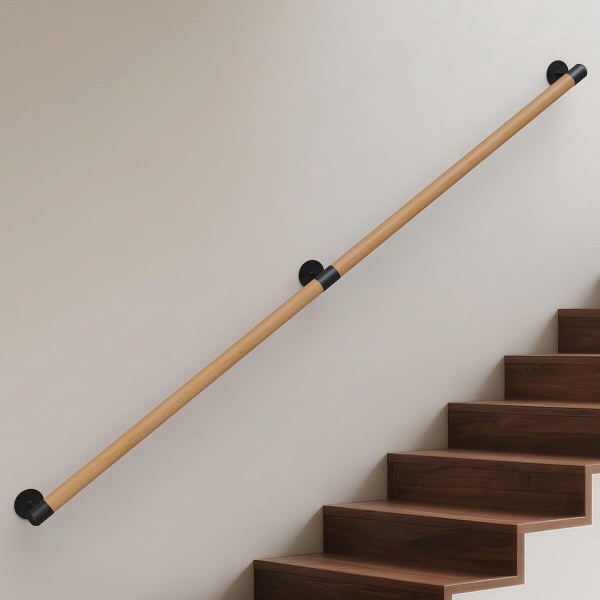leuning massief hout, beukenhouten leuning trapleuning binnenleuning trapwandleuning wandleuning trap aan de zijkant gemonteerde lengtekeuze 30-600 cm (Beech, 90cm)