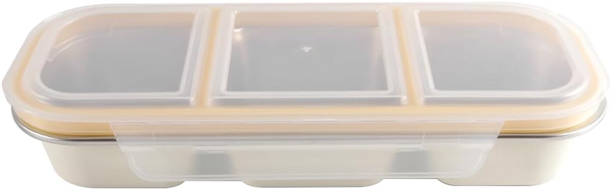 Bento Box met deksel, lekvrije lunchbox met 3 compartimenten, luchtdichte snackbox voor kantoor, school en reizen
