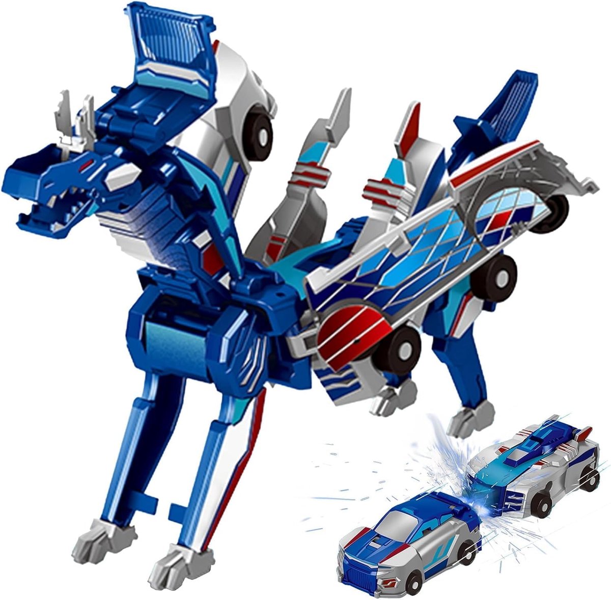 Kinderauto 2 3 4 5 6 jaar, speelgoedauto robot vervormd, 2 stuks auto combinatie vervorming botsing, auto spel jongens meisjes 3 tot 8 jaar, kerstcadeau verjaardag voor kinderen