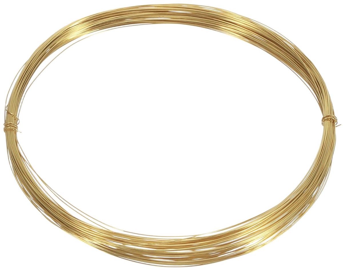Draad, 15,24 meter lang, 0,3 mm diameter, 28 gauge, metalen sieradendraad, goud, messingdraad voor halskettingen, armbanden, ringen, sieraden maken, knutselwerk, decoratie