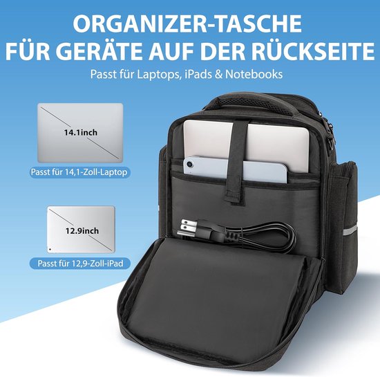 Vliegtas voor piloten, piloottas voor aviatie-headset met gewatteerde bescherming, geschikt voor vliegheadset, iPad en vliegaccessoires, met meerdere vakken, cadeau voor piloten, zwart (alleen tas) — afbeelding 3