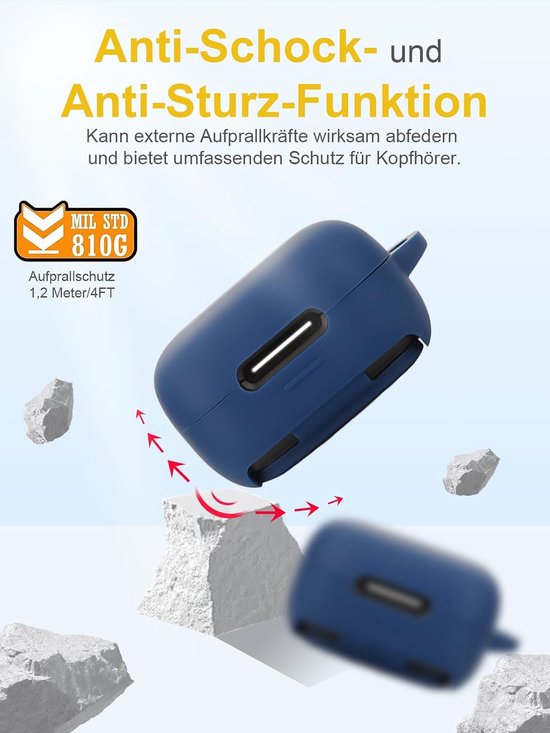Hoes voor anker Soundcore P31i draadloze hoofdtelefoon, daunke zachte siliconen beschermhoes, huidvriendelijk etui met ronde gesp, volledige bescherming, blauw — afbeelding 4