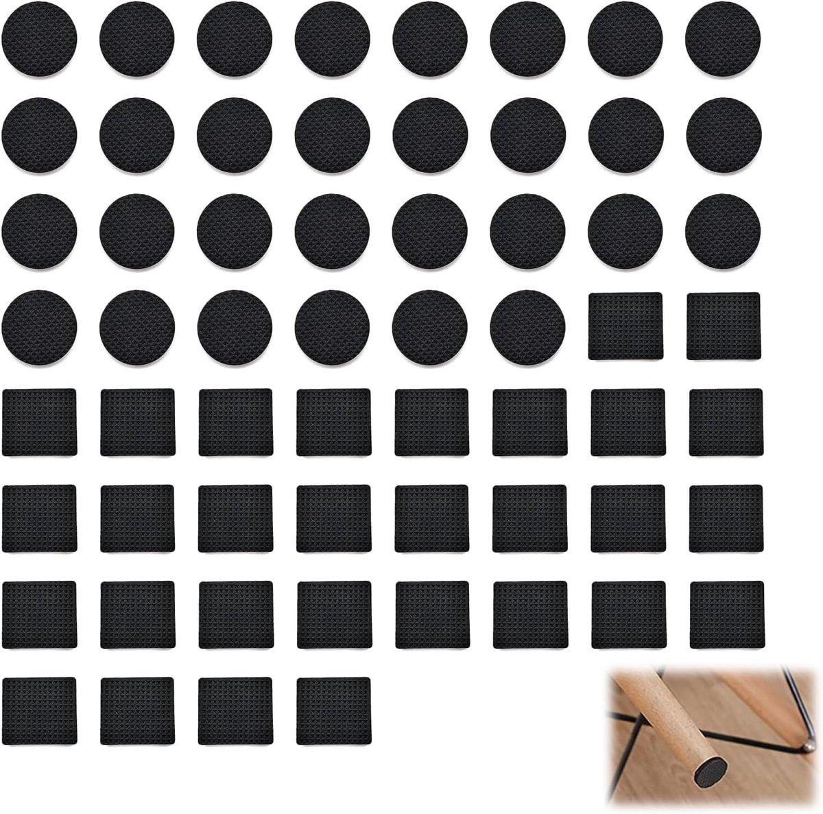 60 stuks antislip rubberen pads, zelfklevende beschermers in ronde en vierkante vormen, ideaal voor de bescherming van parket, tegels, linoleum en laminaat