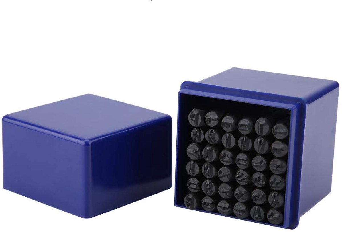 36 stuks metalen leren punch set 5 mm alfabet staal alfabet staal met letters en cijfers reliëf gereedschap set Default, Standaard