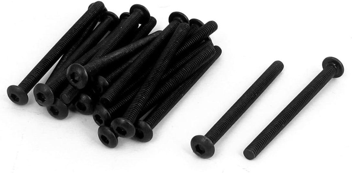 sourcing map 20 stuks M3 x 35 mm gelegeerd staal zeskantschroef machineschroeven zwart