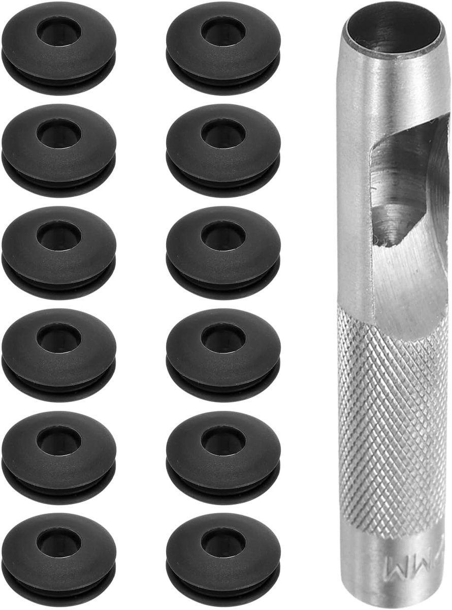Gereedschapsset met ogen, 12 mm, kunststof beitelset, roestwerende schijven voor vrachtwagen, zeil, luifels, stof, luifels, bevestigingsclips, zwart