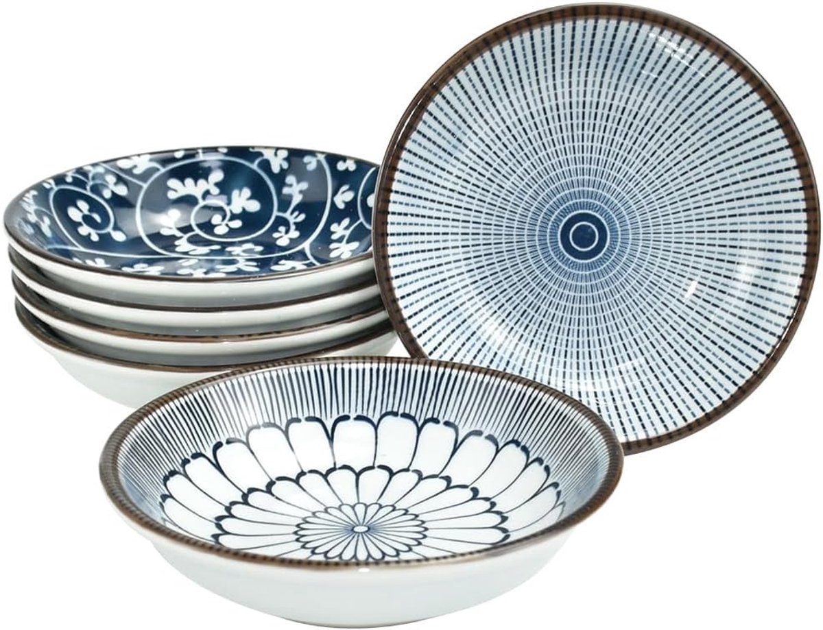 porseleinen schalen | Kleine tapasschalenset, jamkommen, dipschalen, porselein, snackkommen, keramische schaal voor saus, soja, sushi, snack