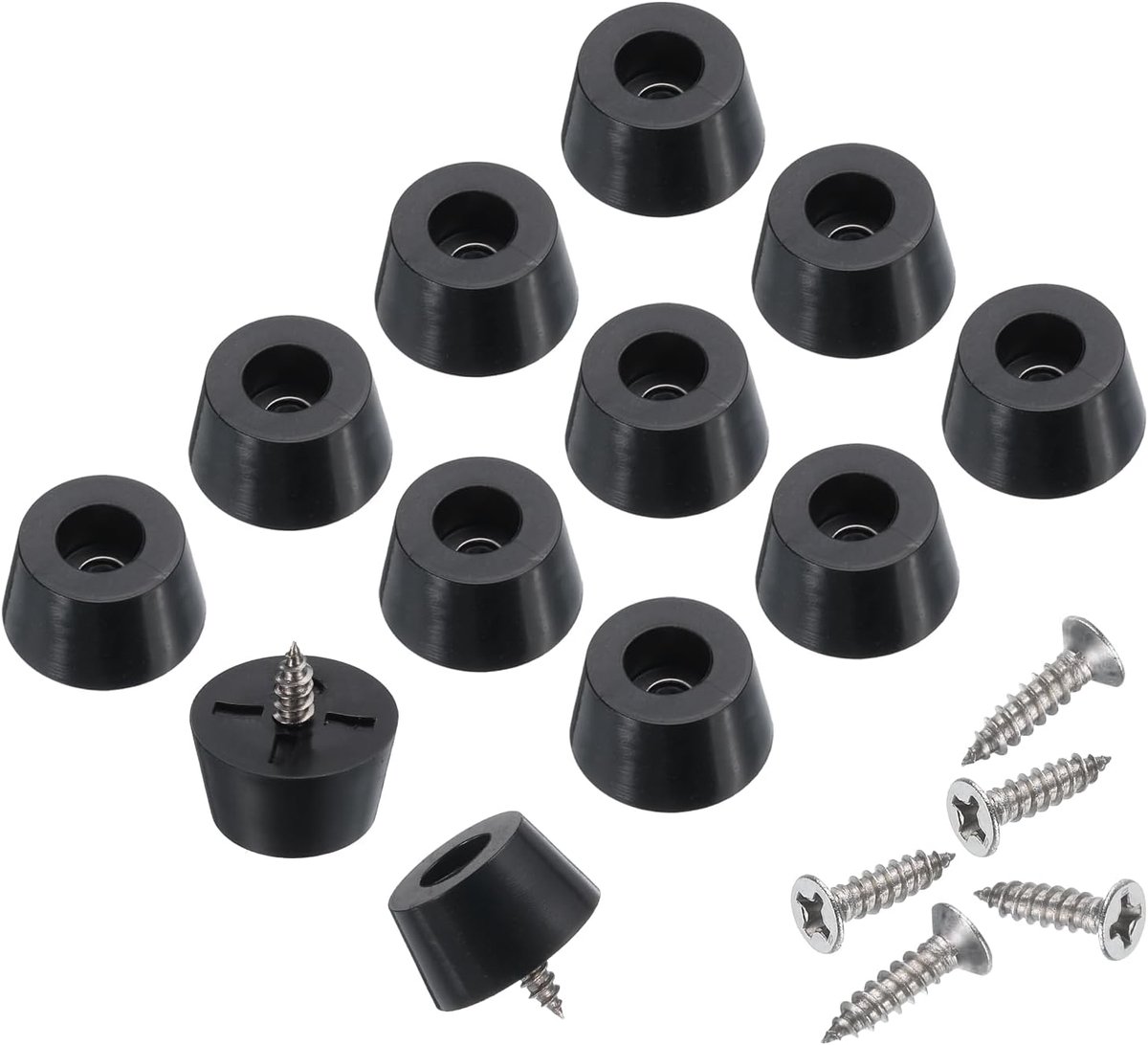 24 stuks antislip rubberen voetjes met schroeven, 3 mm, voor snijplank, voeten, snijplank, antislip rubberen voetjes voor snijplank (zwart, 0,7 inch H x 0,6 inch)